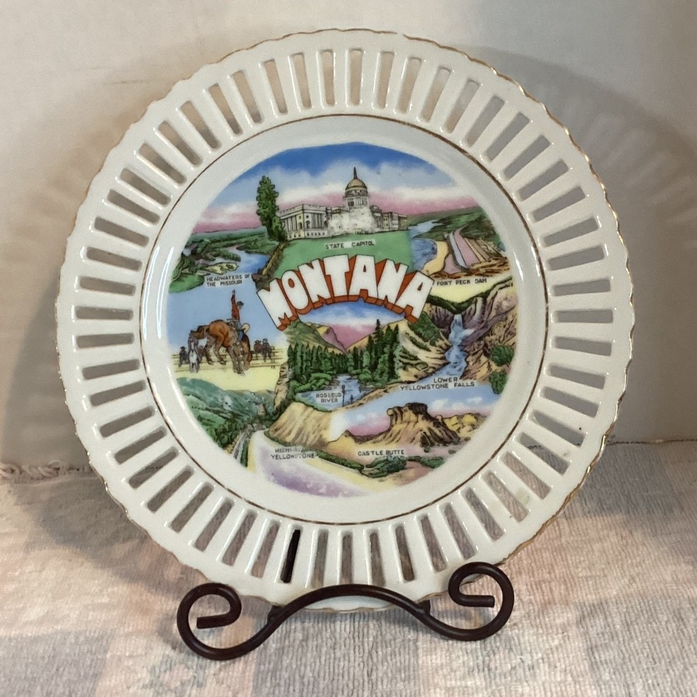 Souvenir State Plate -Montana, Excellent condition, Montana State Landmarks